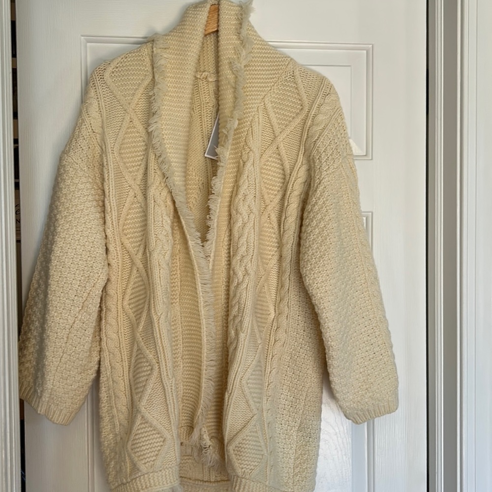 New cable knit fringe cardigan